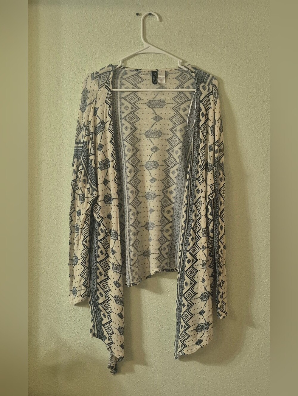 H&M Cream & Blue Aztec Open-Front Cardigan